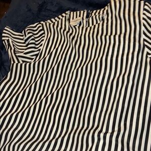 Avenue Black and White Striped Top